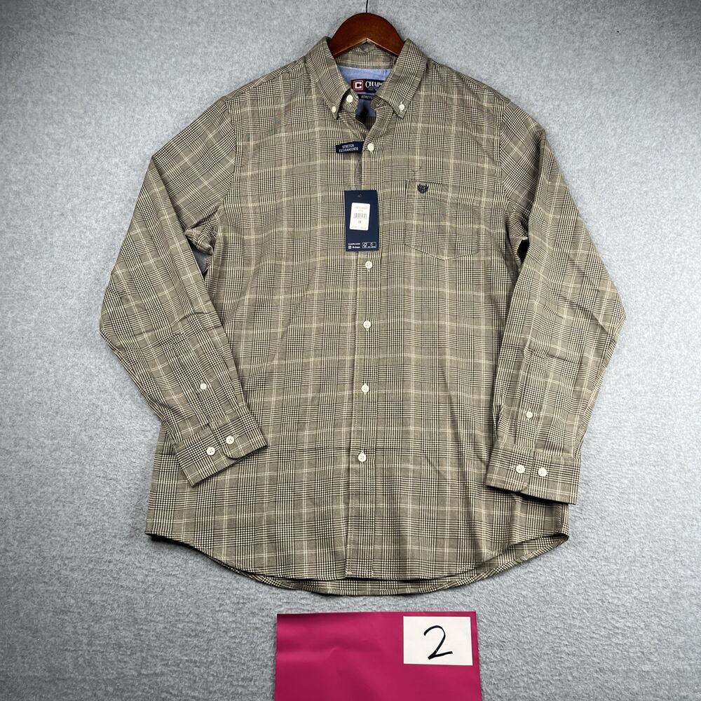 Chaps Glen Plaid Long Sleeve Button Up Shirt Mens Medium Stretch Pocket New NWT